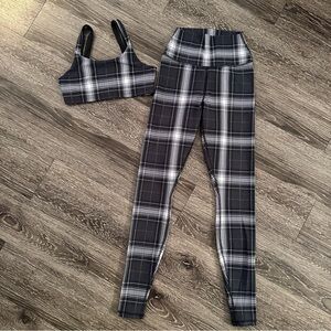 Alo Vapor Legacy Plaid Bra and Leggings Set